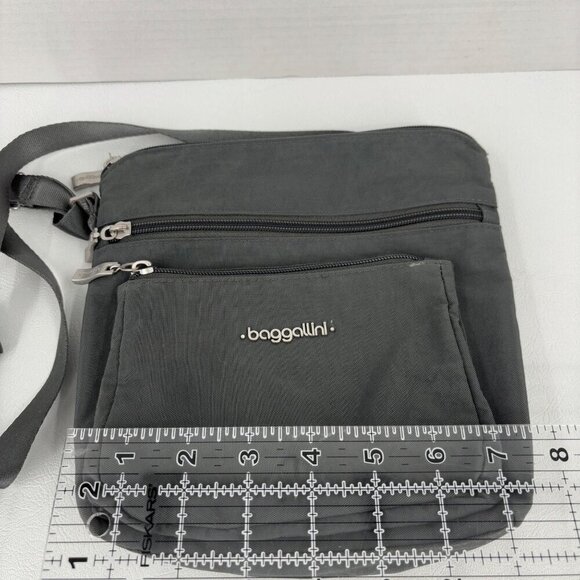 Baggallini Crossbody Bag Gray Small Handbag Multiple Zip Pockets - Picture 8 of 9
